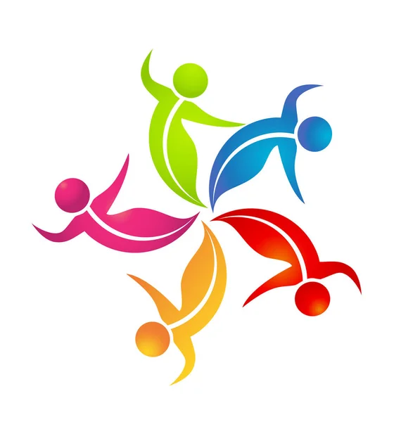 Ομαδική εργασία χορού άτομα λογότυπο — Διανυσματικό Αρχείο