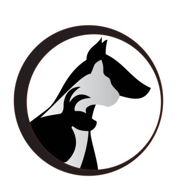 Köpek, kedi ve tavşan, siluetleri logo vektör