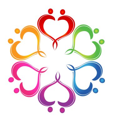 Ekip çalışması kalp şekli kişi simgesi