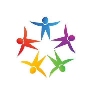 Yıldız oluşturan ekip çalışması insanlar vektör sembolü şekil