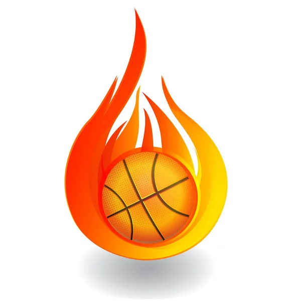 Baloncesto en el fuego icono del logotipo — Vector de stock