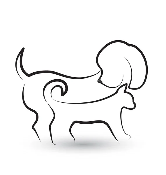 Hund und Katze Linie Kunst Logo Vektor — Stockvektor