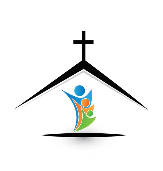 Logo icono de la familia en la iglesia — Archivo Imágenes Vectoriales