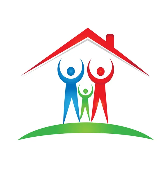 Ευτυχισμένη οικογένεια μέσα σπίτι διάνυσμα λογότυπο — Διανυσματικό Αρχείο