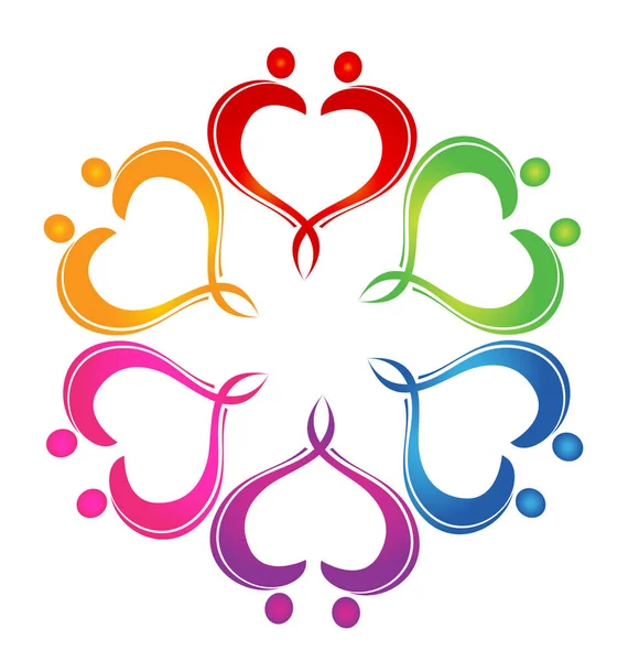 Ekip çalışması kalp şekli kişi simgesi