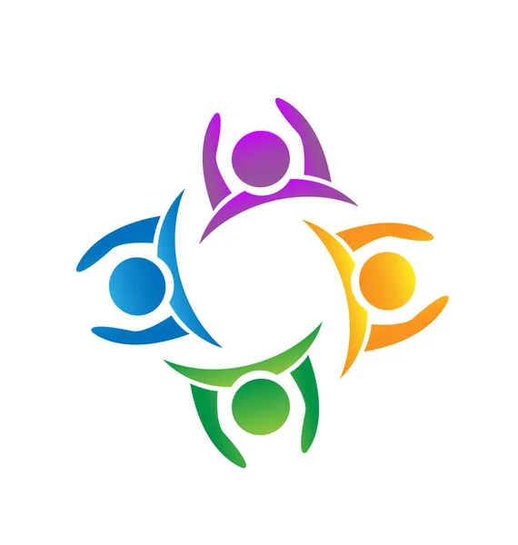 Lavoro di squadra persone colorate icona logo — Vettoriale Stock