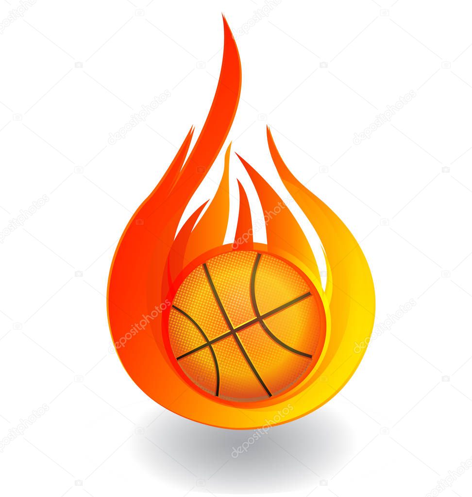 Basketball on fire icon logo