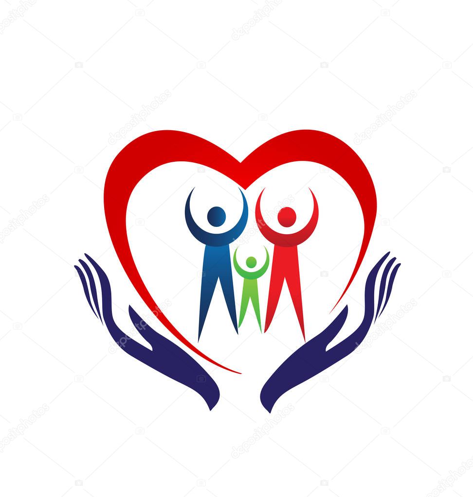Family heart holding hands icon