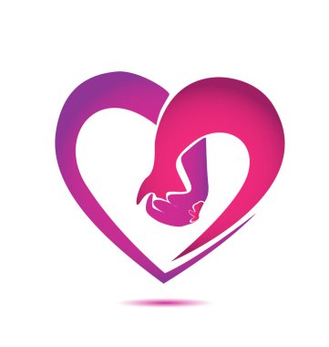 Pembe kalp tutan eller simgesini logosu