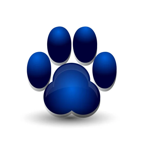 Logo icône patte empreinte chien bleu — Image vectorielle