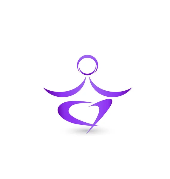 Yoga man meditation lotus icon logo — Stock Vector