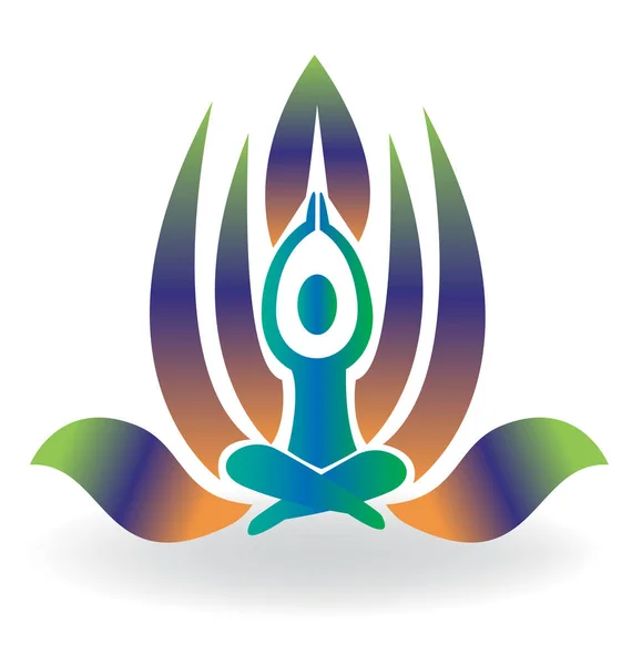 Yoga homme méditation lotus icône logo — Image vectorielle