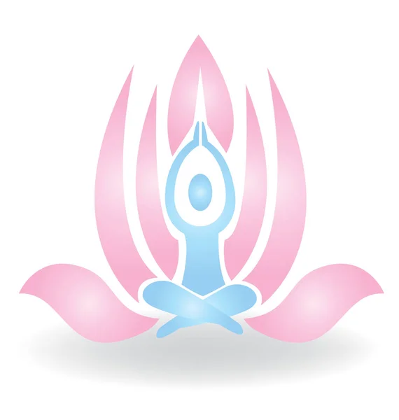 Yoga homme méditation lotus icône logo — Image vectorielle