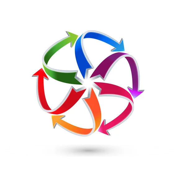 Logo společnosti recyklace barevné šipky — Stockový vektor