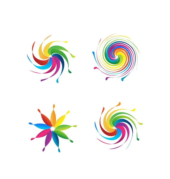 Swirly conjunto colorido abstracto — Archivo Imágenes Vectoriales
