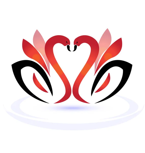 Svanar i kärlek vektor logo — Stock vektor