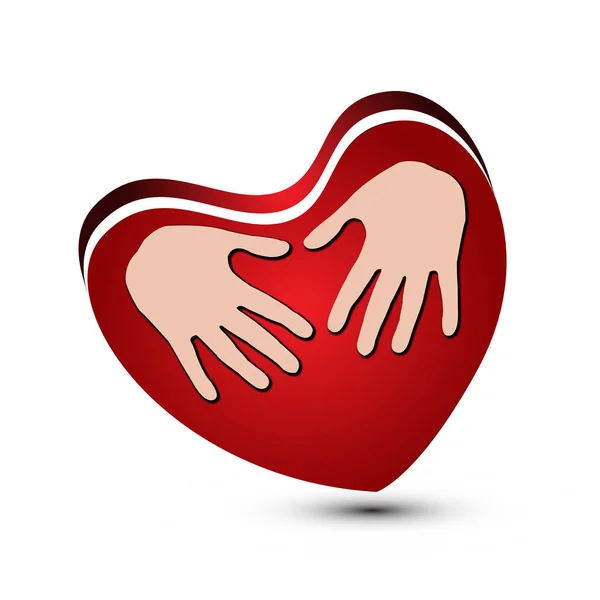 Coeur avec les mains symbole vectoriel — Image vectorielle