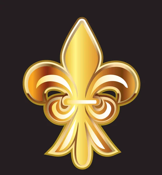 Fleur de lis vetor símbolo de ouro — Vetor de Stock