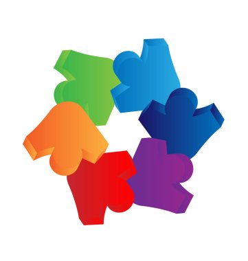 Ekip çalışması renkli insanlar kutsal kişilerin resmi logosu