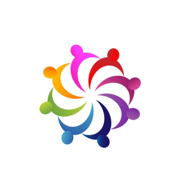 Logo vektör tasarım çizim bir araya gelen grup çalışması