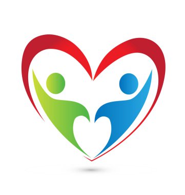 Aile kalp çift ilişki logo vektör