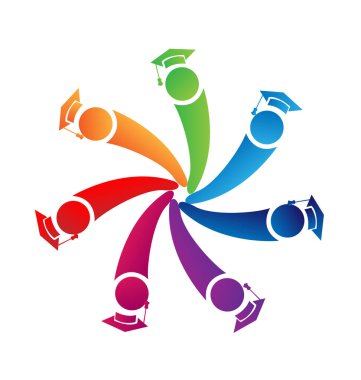 Ekip çalışması ile kap mezunlar logo vektör mezunları