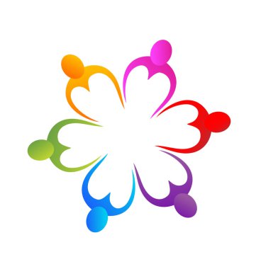 Ekip çalışması insanlar elele swooshes logo vektör