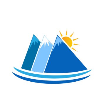 Mavi dağlar doğa simge vektör logosu