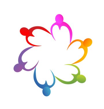 Vektör logo destekleyici kişilik tutan grubun ekip çalışması eller