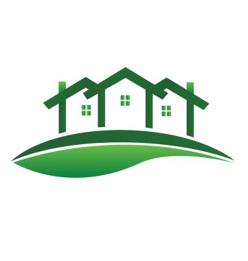 Yeşil Gayrimenkul topluluk vektör logo evler