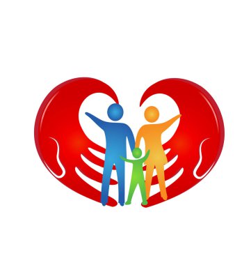 Sevgi dolu aile ile vektör logosu bir araya gelen el