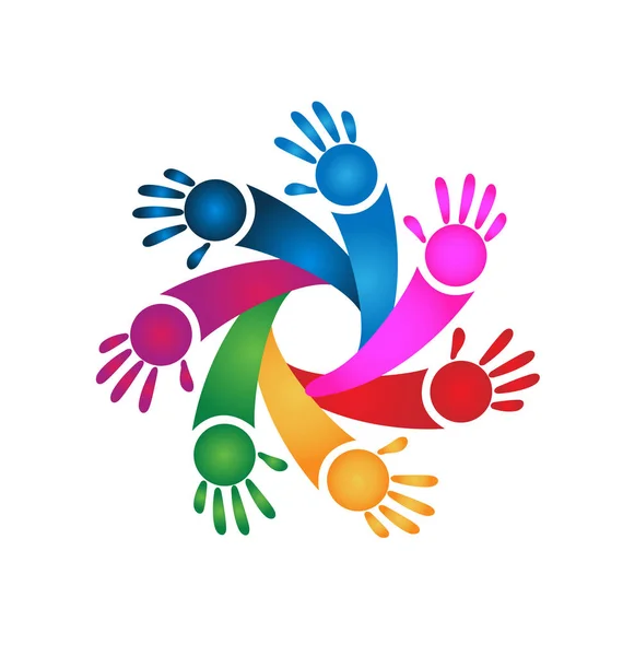 ベクトルのロゴの変更に集まる人々 の手 — ストックベクタ
