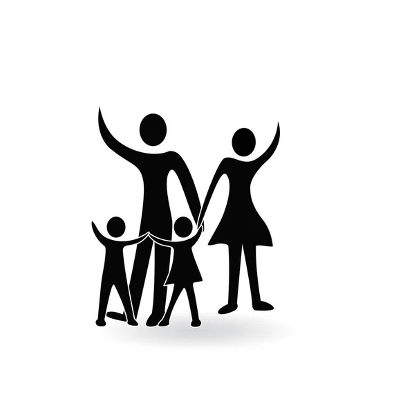 Famiglia genitori e figli che salutano, logo vettore — Vettoriale Stock