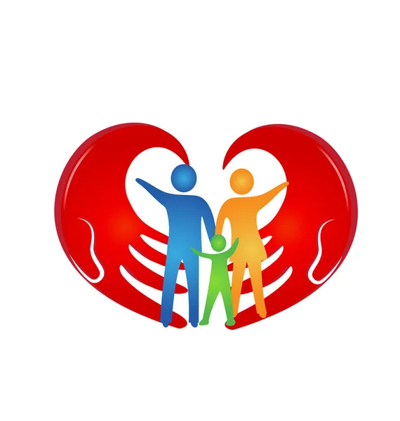 Sevgi dolu aile ile vektör logosu bir araya gelen el