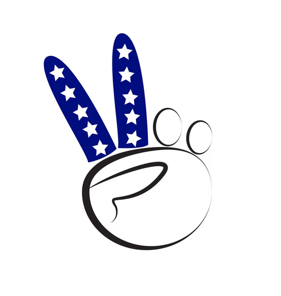 Amerikan 4 Temmuz Barış işareti vektör logo el — Stok Vektör