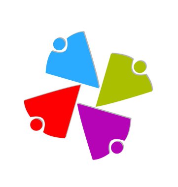 Ekip çalışması renkli şekil insanlar logo vektör