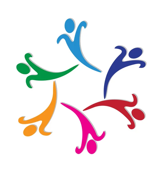 Logo vettoriale del gruppo di lavoro di squadra felice — Vettoriale Stock
