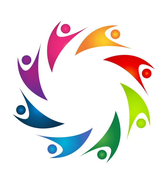 Teamarbeit unterstützt Menschen Vektor-Logo — Stockvektor