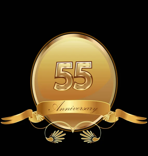 55esimo anniversario d'oro compleanno sigillo icona vettore — Vettoriale Stock