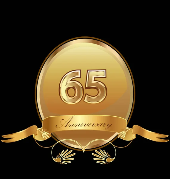 65esimo anniversario d'oro compleanno sigillo icona vettore — Vettoriale Stock