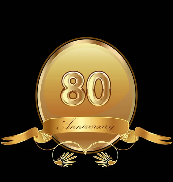 80ste verjaardag van het gouden jubileum zegel pictogram vector — Stockvector