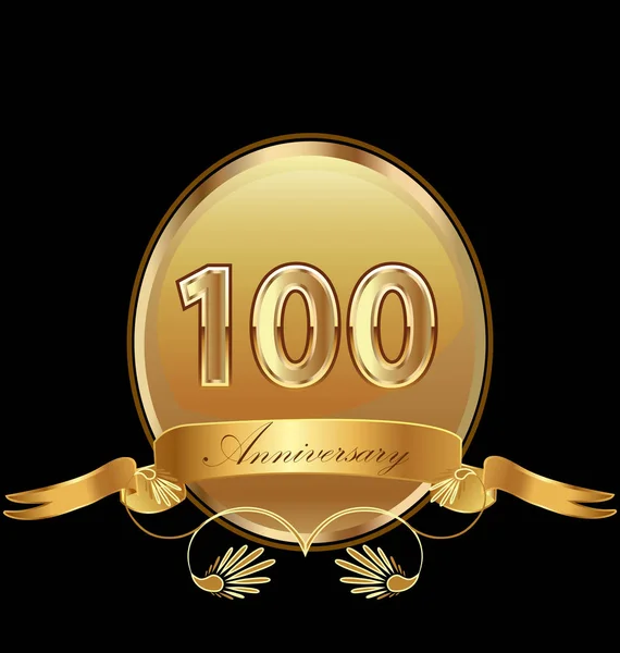 100e verjaardag van het gouden jubileum zegel pictogram vector — Stockvector