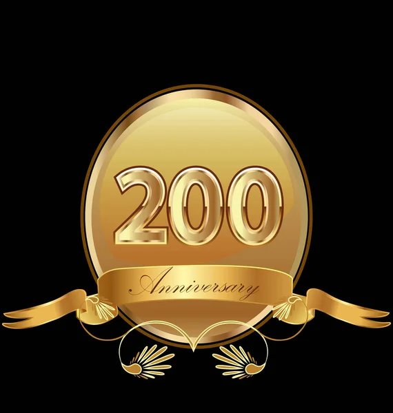 200ste verjaardag van het gouden jubileum zegel pictogram vector — Stockvector