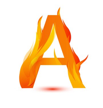 Yangın alev simge vektör A harfi