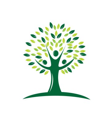 Yeşil ağaç insanlar takım vektör logosu