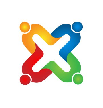 Vektör logo kişilik tutan ekip eller