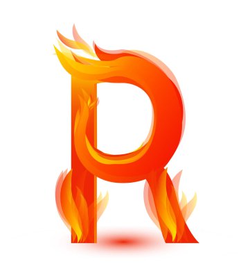 Yangın alev simge vektör R harfi