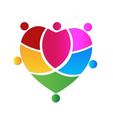 Renkli kalp insanlar logo vektör