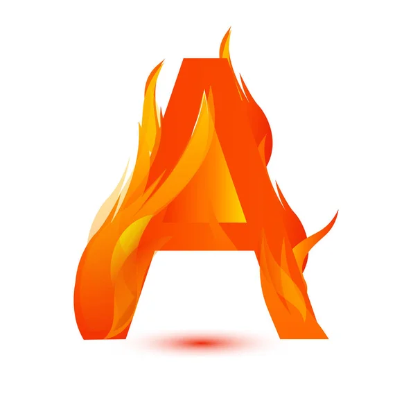 Letter A in fire flame icon vector — Stock Vector