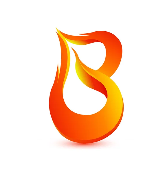 Letter B in fire flame icon vector — Stock Vector